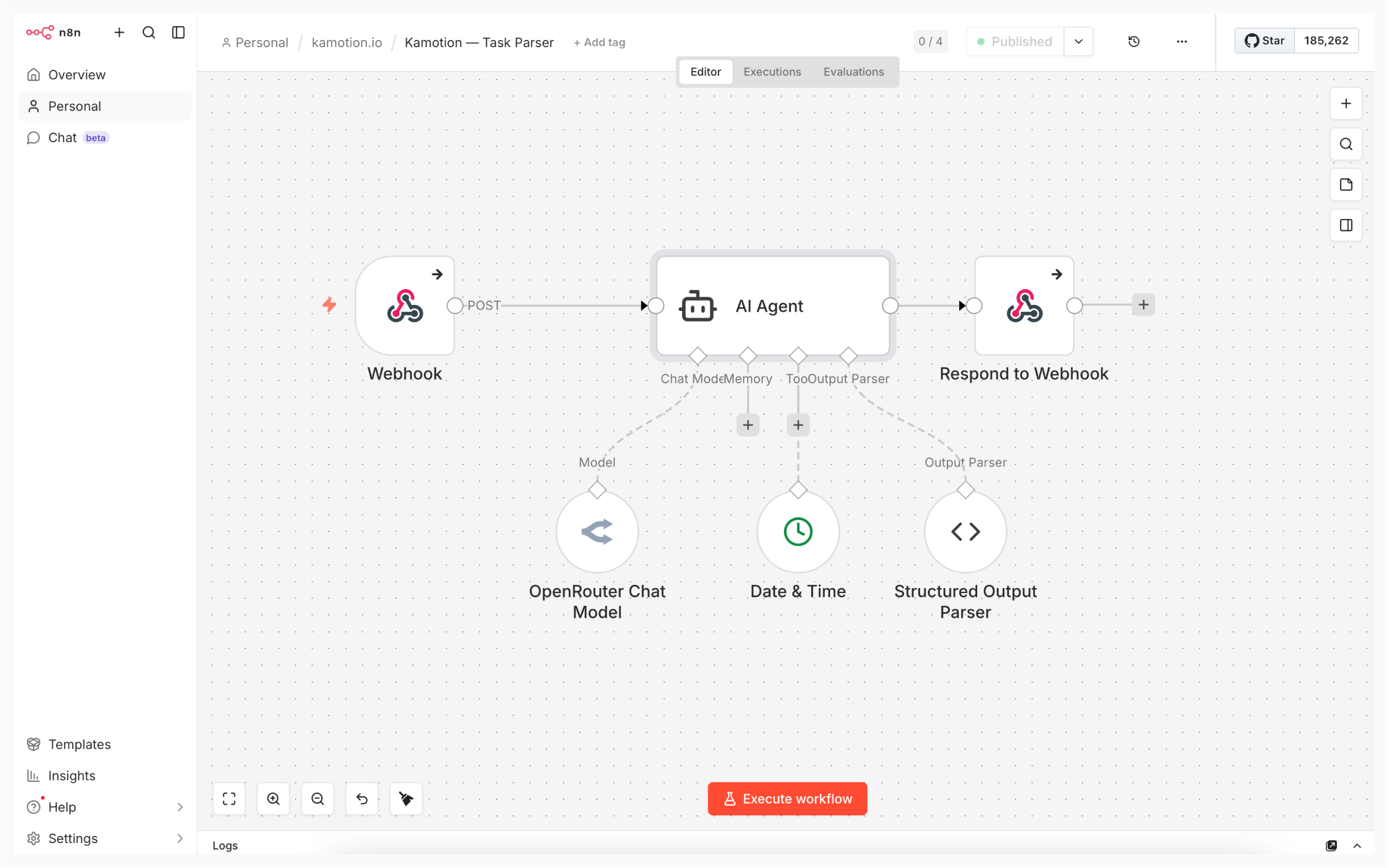 n8n workflow after import